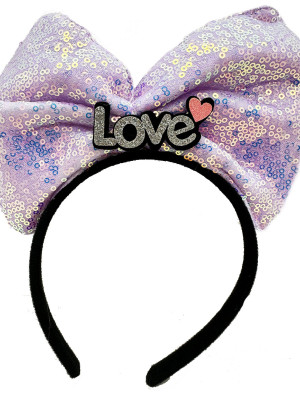 Led Işıklı 3 Farklı Fonksiyonda Yanan Gümüş Love Yazılı Lila Fiyonk Taç 20X17 cm Led Işıklı 3 Farklı Fonksiyonda Yanan Gümüş Love Yazılı Lila Fiyonk Taç 20X17 cm