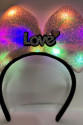 Led Işıklı 3 Farklı Fonksiyonda Yanan Gümüş Love Yazılı Toz Pembe Fiyonk Taç 20X17 cm