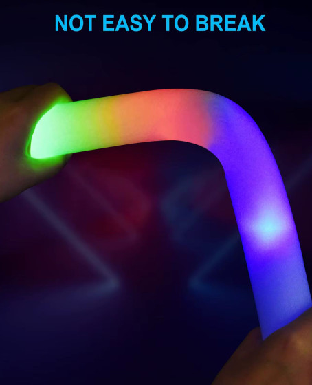 Led Işıklı ( 6 Adet ) 3 Modlu Kauçuk Işıklı Sünger Parti Çubuk Sopa - 46 cm