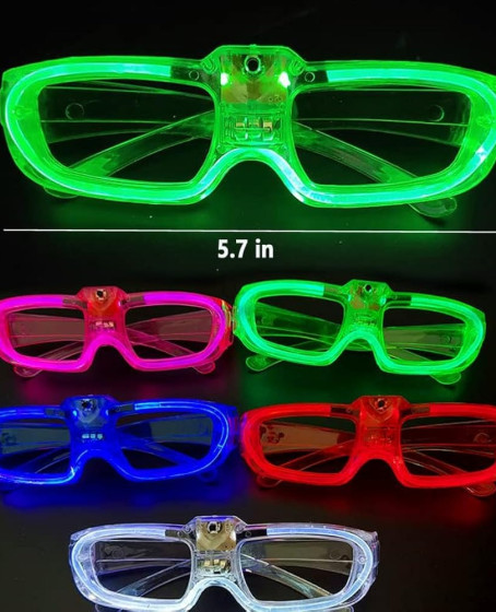 LED Işıklı Glow Pilli Parti Gözlüğü - Glow Efektli 6 Adet 5 Renk LED Işıklı Glow Pilli Parti Gözlüğü - Glow Efektli 6 Adet 5 Renk