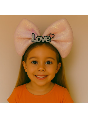 LED Işıklı Love Yazılı Pembe Fiyonk Taç – Kız Çocuk Parti Tacı LED Işıklı Love Yazılı Pembe Fiyonk Taç – Kız Çocuk Parti Tacı