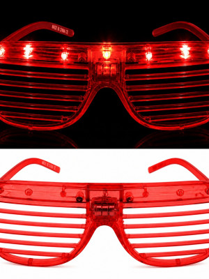 LED Işıklı Panjur Parti Gözlüğü Kırmızı Renk Shutter Gözlük