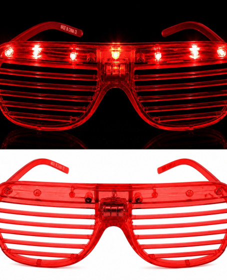 LED Işıklı Panjur Parti Gözlüğü Kırmızı Renk Shutter Gözlük LED Işıklı Panjur Parti Gözlüğü Kırmızı Renk Shutter Gözlük