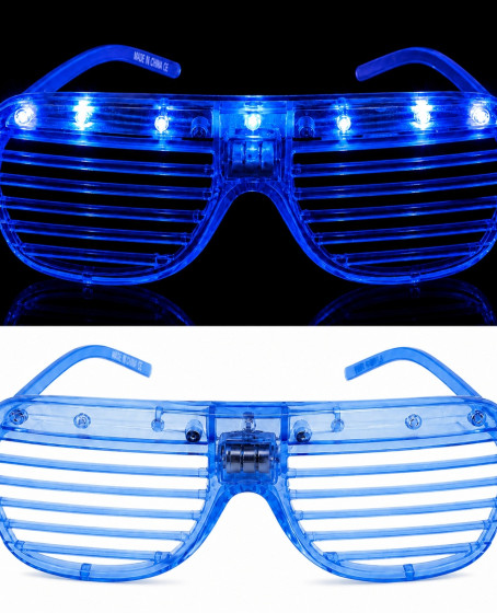 LED Işıklı Panjur Parti Gözlüğü Mavi Renk Shutter Gözlük