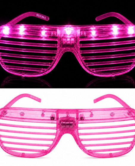 LED Işıklı Panjur Parti Gözlüğü Pembe Renk Shutter Gözlük LED Işıklı Panjur Parti Gözlüğü Pembe Renk Shutter Gözlük