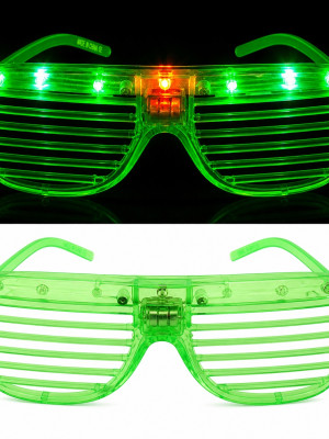 LED Işıklı Panjur Parti Gözlüğü Yeşil Renk Shutter Gözlük