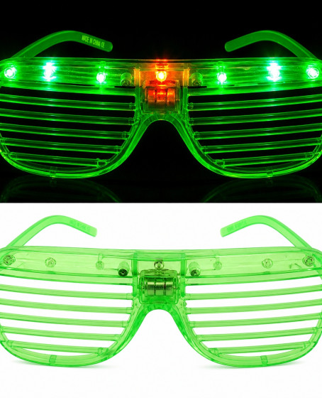 LED Işıklı Panjur Parti Gözlüğü Yeşil Renk Shutter Gözlük LED Işıklı Panjur Parti Gözlüğü Yeşil Renk Shutter Gözlük