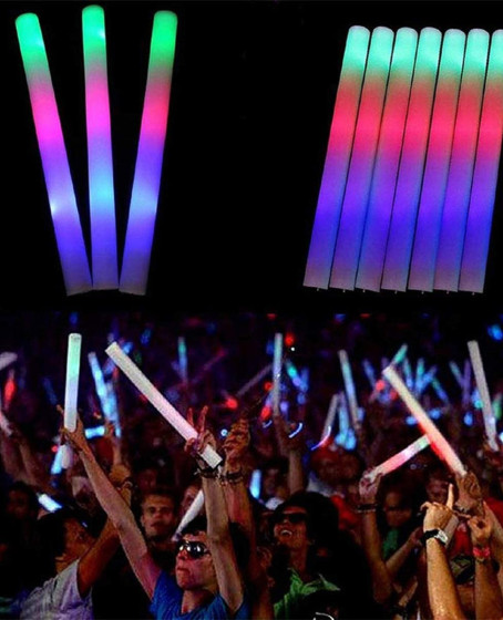 Led Işıklı Rengarenk Sünger Parti Çubuk Işıklı Kauçuk Sopa 46 cm