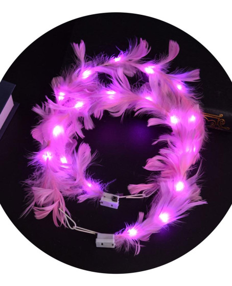 Led Işıklı Rengarenk Yanan 3 Fonksiyonlu Otrişli Parti Tacı Pembe Renk 12x12 cm