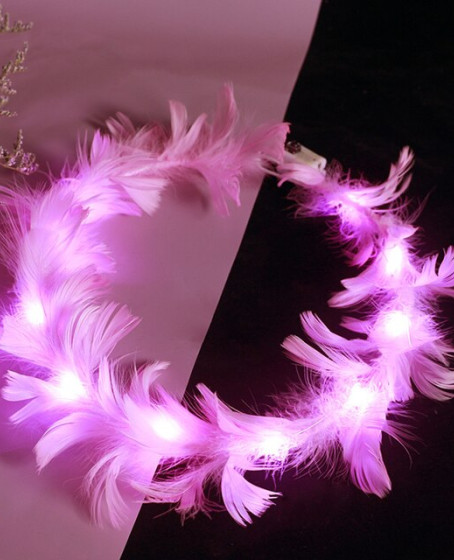 Led Işıklı Rengarenk Yanan 3 Fonksiyonlu Otrişli Parti Tacı Pembe Renk 12x12 cm