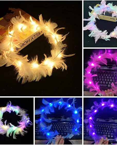 Led Işıklı Rengarenk Yanan 3 Fonksiyonlu Otrişli Parti Tacı Pembe Renk 12x12 cm