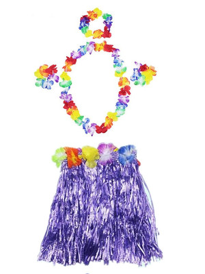 Luau Aloha Hawaii Kolye Etek Taç ve Bileklik Seti Mor Luau Aloha Hawaii Kolye Etek Taç ve Bileklik Seti Mor