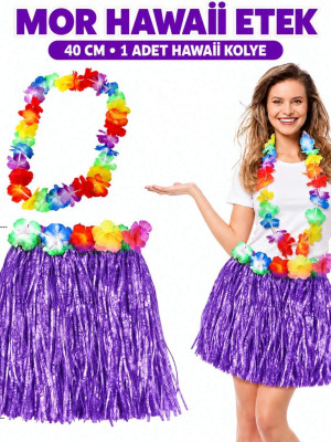 Luau Aloha Mor Hawaii Etek 40 cm ve 4’lü Hawaii Seti Luau Aloha Mor Hawaii Etek 40 cm ve 4’lü Hawaii Seti