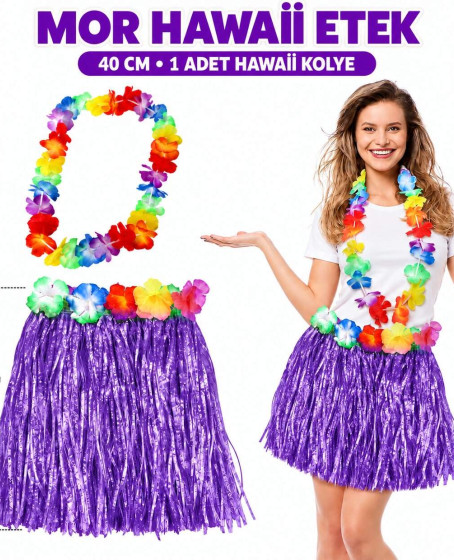 Luau Aloha Mor Hawaii Etek 40 cm ve 4’lü Hawaii Seti Luau Aloha Mor Hawaii Etek 40 cm ve 4’lü Hawaii Seti