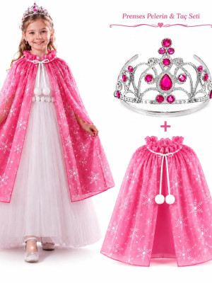 Masal Prensesi Pembe Pelerin ve Taç Seti (85 cm) Masal Prensesi Pembe Pelerin ve Taç Seti (85 cm)