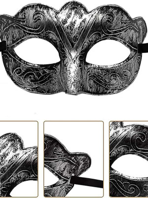 Maskeli Balo Antik Gri Gümüş Eskitilmiş Maske Balo Venedik Maskeli Balo Antik Gri Gümüş Eskitilmiş Maske Balo Venedik