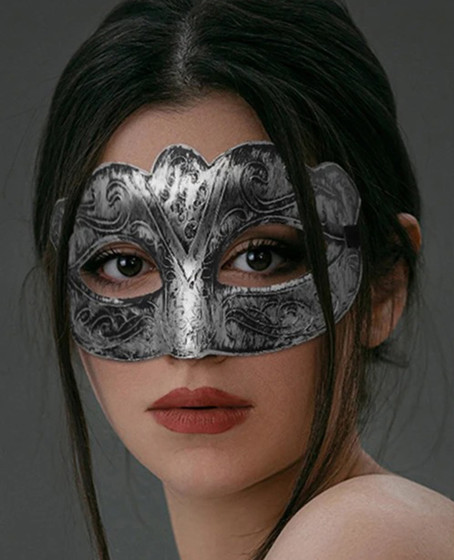 Maskeli Balo Antik Gri Gümüş Eskitilmiş Maske Balo Venedik
