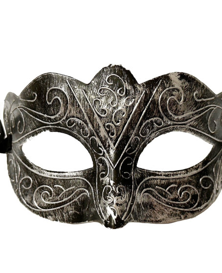 Maskeli Balo Antik Gri Gümüş Eskitilmiş Maske Balo Venedik