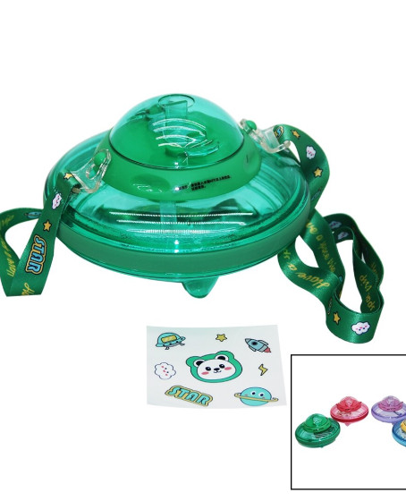 MATARA UFO MODELİ RENKLİ MİKA KRİSTAL SULUK MATARA PİPETLİ TAŞIMA ASKILI 550ML