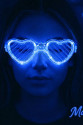 Mavi LED Işıklı Kalp Gözlük – 3 Modlu Parti & Glow Gözlüğü