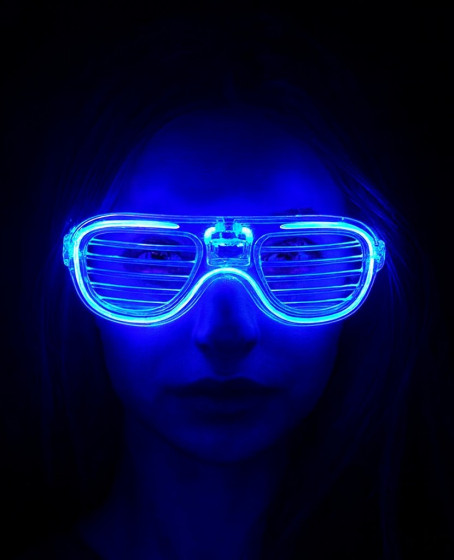 Mavi Led Işıklı Parti Gözlüğü - Neon Glow Şerit Gözlük 3 Modlu Mavi Led Işıklı Parti Gözlüğü - Neon Glow Şerit Gözlük 3 Modlu