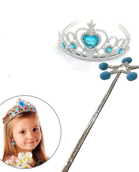 Mavi Ponponlu Karlar Ülkesi Elsa Asası ve Mavi Kalp Taşlı Elsa Tacı Mavi Ponponlu Karlar Ülkesi Elsa Asası ve Mavi Kalp Taşlı Elsa Tacı