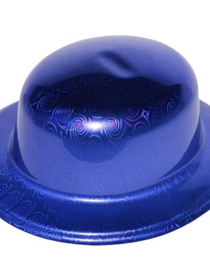 Mavi Renk Hologramlı Plastik Yuvarlak Melon 27x24 cm