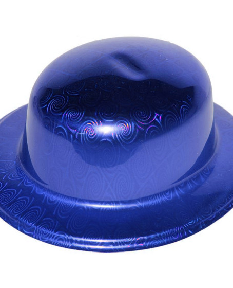 Mavi Renk Hologramlı Plastik Yuvarlak Melon 27x24 cm