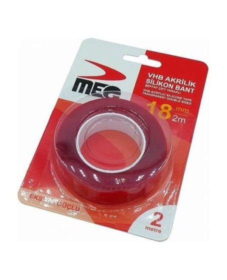 Meg Çift Taraflı Akrilik Silikonize Bant 18 mm x 2 metre Meg Çift Taraflı Akrilik Silikonize Bant 18 mm x 2 metre