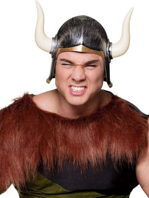 Mega Boynuzlu Viking Ivar Kaskı Eskitilmiş Desen Gümüş Renk