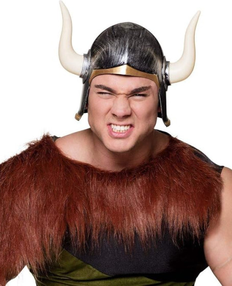 Mega Boynuzlu Viking Ivar Kaskı Eskitilmiş Desen Gümüş Renk