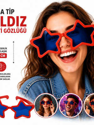 Mega Tip Yıldız Parti Gözlüğü Kırmızı Renk Mega Tip Yıldız Parti Gözlüğü Kırmızı Renk