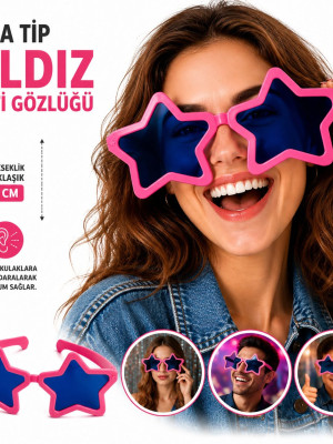 Mega Tip Yıldız Parti Gözlüğü Pembe Renk Mega Tip Yıldız Parti Gözlüğü Pembe Renk