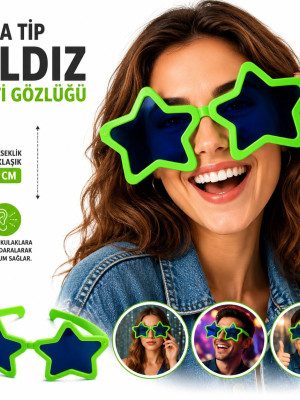 Mega Tip Yıldız Parti Gözlüğü Yeşil Renk Mega Tip Yıldız Parti Gözlüğü Yeşil Renk