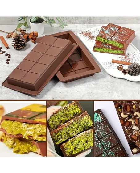 Meşhur Dubai Çikolatası Kalıbı Silikon - Büyük Tablet Çikolata Mum Kek Kalıbı Pasta Kalıbı