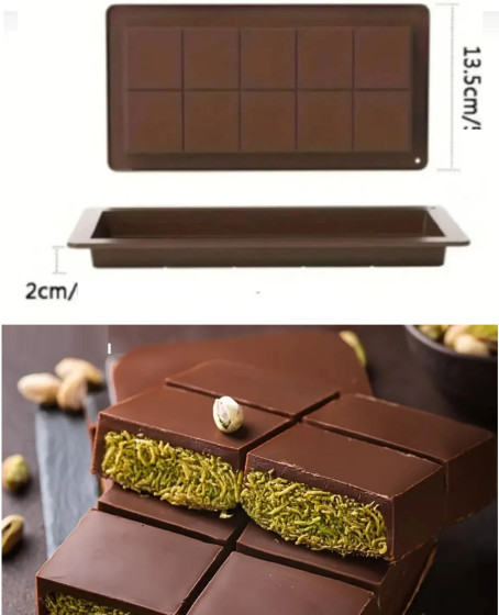 Meşhur Dubai Çikolatası Kalıbı Silikon - Büyük Tablet Çikolata Mum Kek Kalıbı Pasta Kalıbı