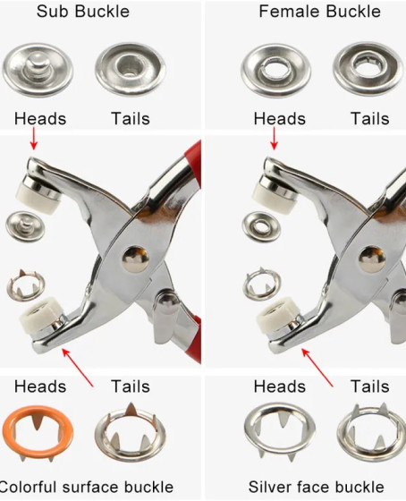 Metal Çıtçıtlı Düğme Pensesi ve Düğmesi (25 Set) Metal Çıtçıtlı Düğme Pensesi ve Düğmesi (25 Set)
