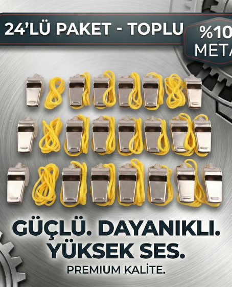 Metal Ipli Hakem ve Deprem Düdüğü (24'lü)