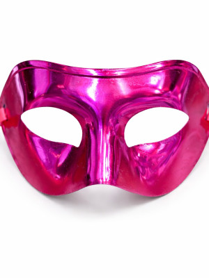 Metalize Parlak Parti Maskesi Pembe Renk 16x7 cm