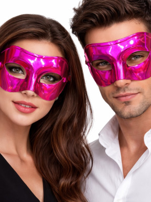 Metalize Parlak Parti Maskesi Pembe Renk 16x7 cm Metalize Parlak Parti Maskesi Pembe Renk 16x7 cm