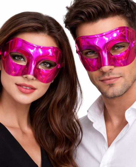 Metalize Parlak Parti Maskesi Pembe Renk 16x7 cm Metalize Parlak Parti Maskesi Pembe Renk 16x7 cm