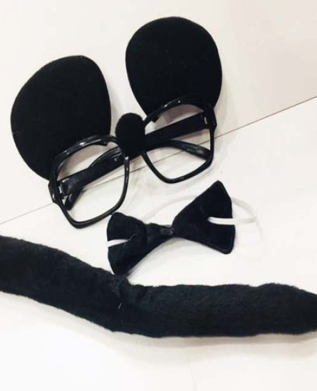 Mickey Mouse Gözlüğü Papyonu Kuyruğu Seti