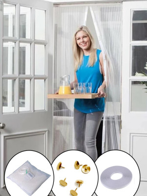 Mıknatıslı Manyetik Kapı Sinekliği Sineklik Tülü Perde (60cm x 210cm 2 Adet Tül)