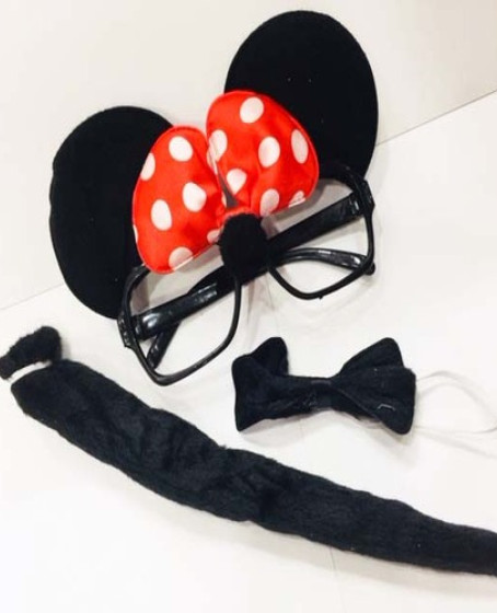 Minnie Mouse Gözlüğü Papyonu Kuyruğu Seti