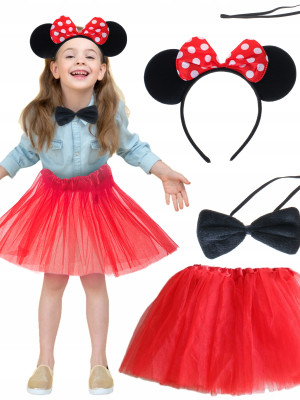 Minnie Mouse Kostüm Seti Etek Taç Kuyruk Papyon Gösteri Seti