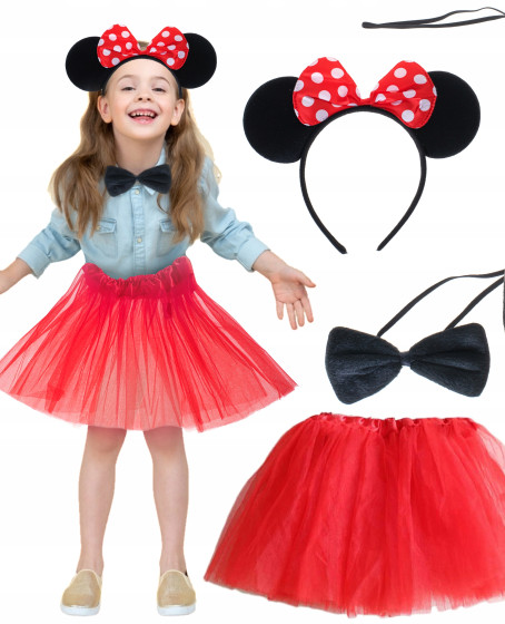 Minnie Mouse Kostüm Seti Etek Taç Kuyruk Papyon Gösteri Seti