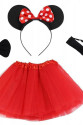 Minnie Mouse Kostüm Seti Etek Taç Kuyruk Papyon Gösteri Seti