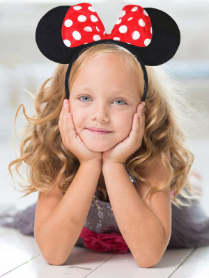 Kırmızı Fiyonklu Minnie Mouse Taç Fare Tacı Kafa Bandı