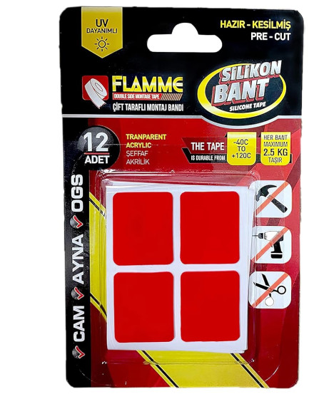 Montaj Bandı 2.5 KG - Çift Taraflı Hazır Kesilmiş Silikon Bant 12'li Montaj Bandı, Şeffaf Montaj Bandı 2.5 KG - Çift Taraflı Hazır Kesilmiş Silikon Bant 12'li Montaj Bandı, Şeffaf