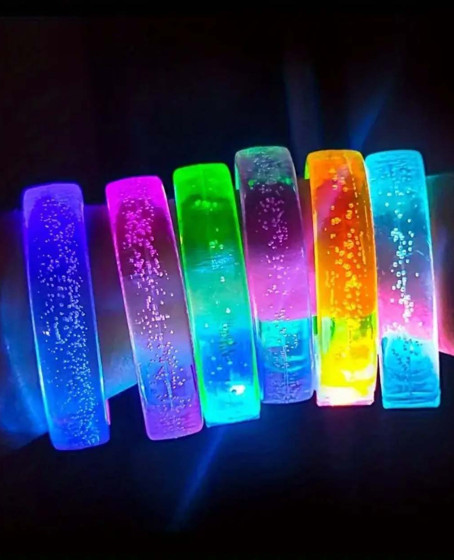 Mor Led Işıklı Baskı Yapılabilen Pilli Bileklik Bilezik 1,5 cm Genişlik